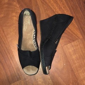 Black Toms wedge heels